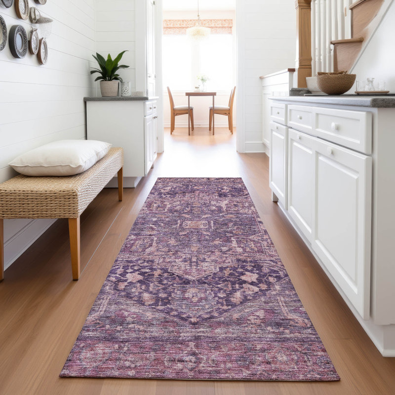 Tapis médaillon lavable de qualité supérieure AMF1240, Tapis de couloir 2 pi 3 po x 7 pi 6 po