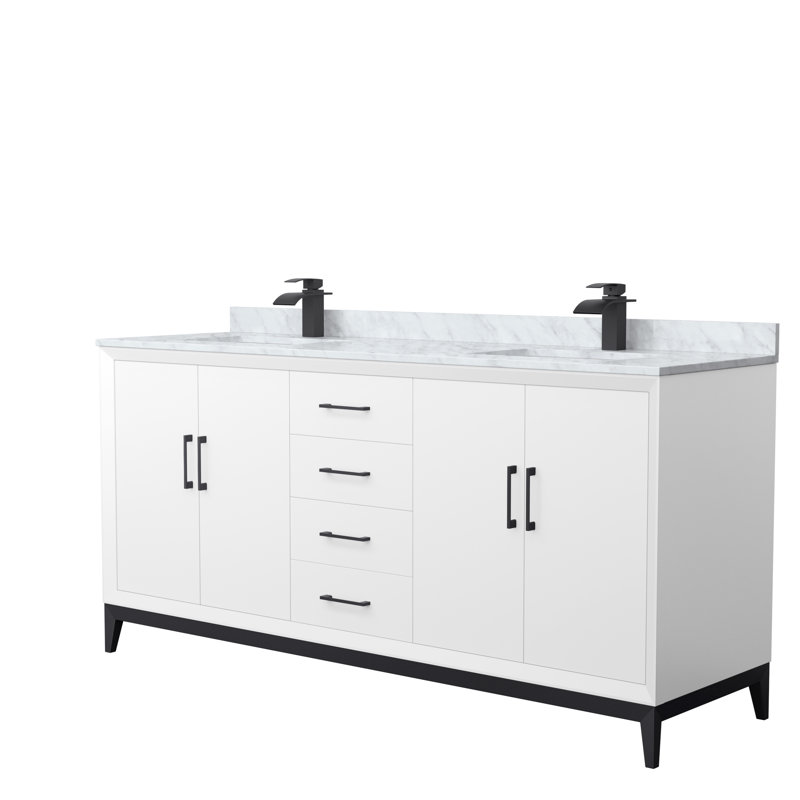 72'' W Double Vanity, Matte Black