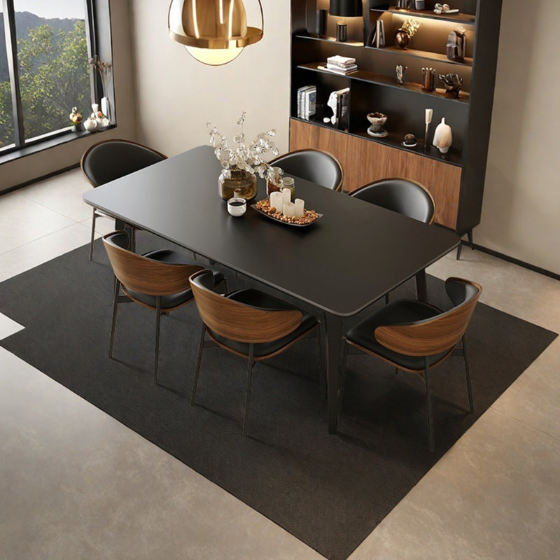 Table de salle à manger en ardoise noire pure, H 29,52 po x L 70,86 po x l 35,43 po