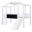 Lit mezzanine simple avec glissade et bande - tableau blanc de la maison blanche offrant une expérience de chambre à coucher relaxante, facile à assembler pour créer une atmosphère joyeuse et une installation élégante
