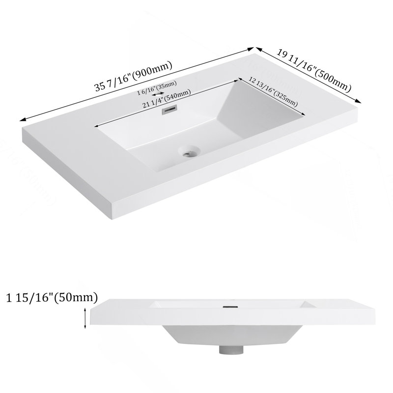 Lavabo de salle de bain 36 "en résine