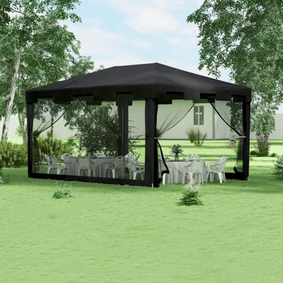 Britnay 4 m x 3 m Gazebo with Sides, Outdoor Party Tent, Dark Grey