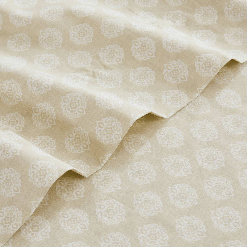 Sophie Neutral Cotton Sheet Set, Queen Sheet Set with 3 Additional Pieces