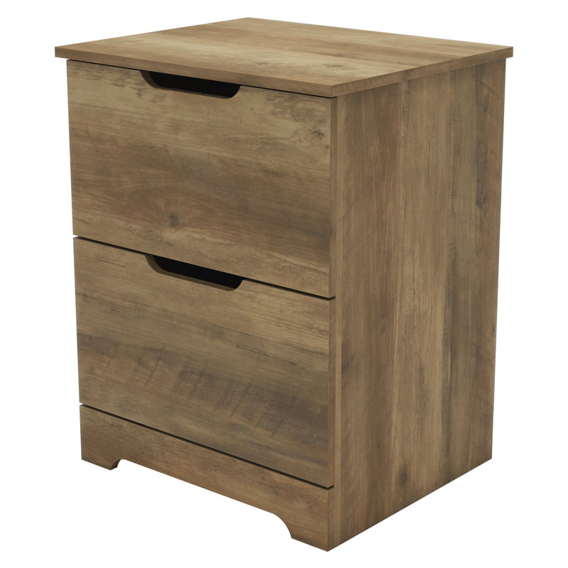 Table de chevet 2 tiroirs 23,62 po Aroob, Chêne noueux, Individuel