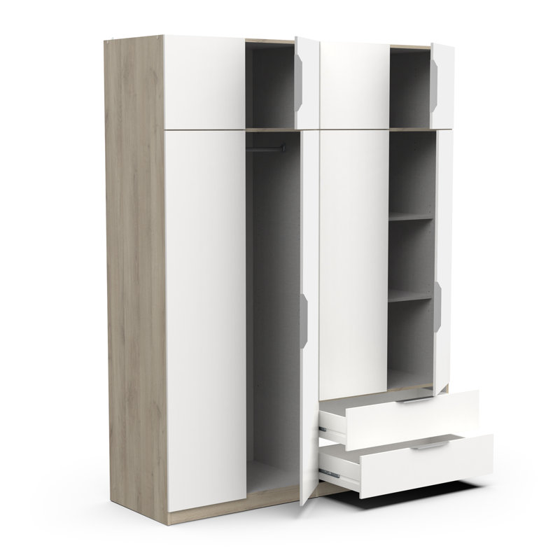 Nuzzi 8 Door Manufactured Wood Wardrobe, Brown/White