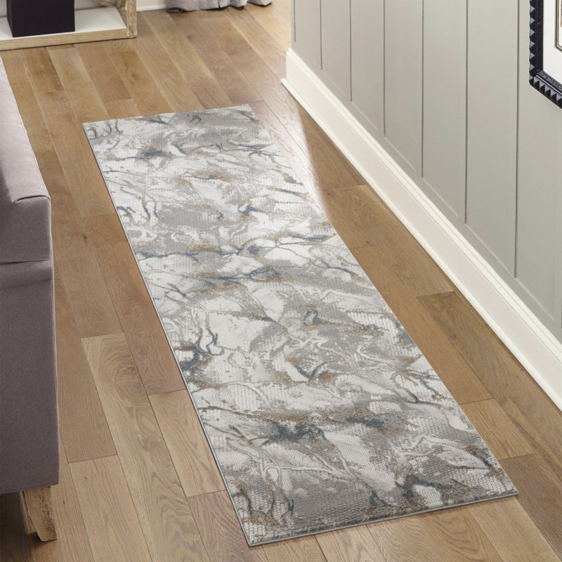 Modern Gray Area Rug, Runner 2'7" x 9'10"