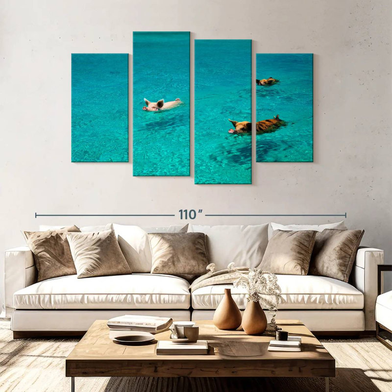 Pigs In Exuma Cays, 54" H x 84" W