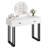 Modern Vanity Desk with Round HD Lighted Mirror, 3-Color LED, 2 Drawers & Shelf – Compact Makeup Table for Bedroom-357011829