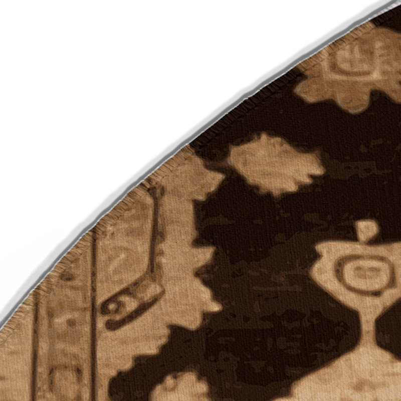 Tapis intérieur et extérieur brun Overdyed, Rond 5 pi