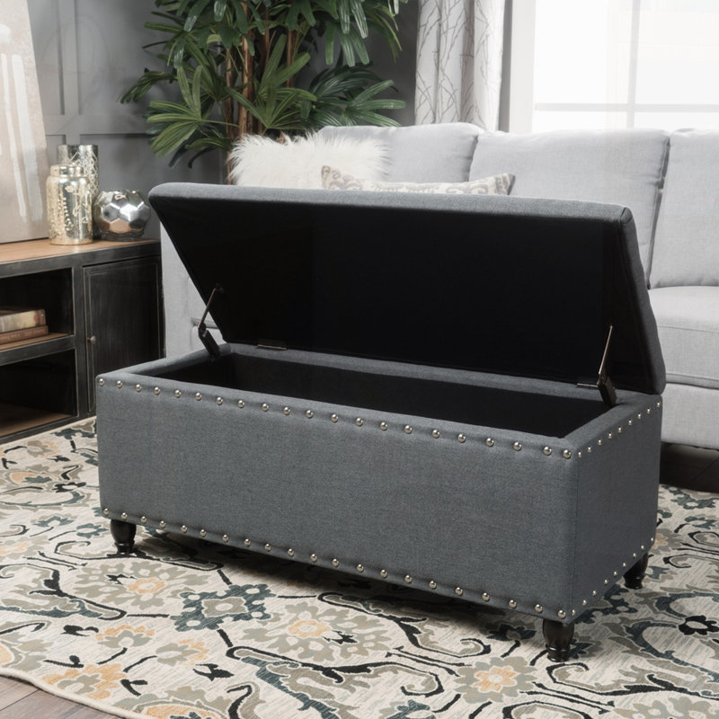Banc de rangement rembourré, Gris anthracite