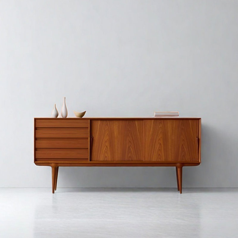 Meuble télé rétro en bois massif, 70.86"