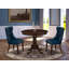 L'ensemble de table et chaises de cuisine 3 pièces comprend une table de salle à manger ronde avec piédestal et 2 chaises rembourrées en tissu de polyester, noyer antique-91898339-124732499-124732501