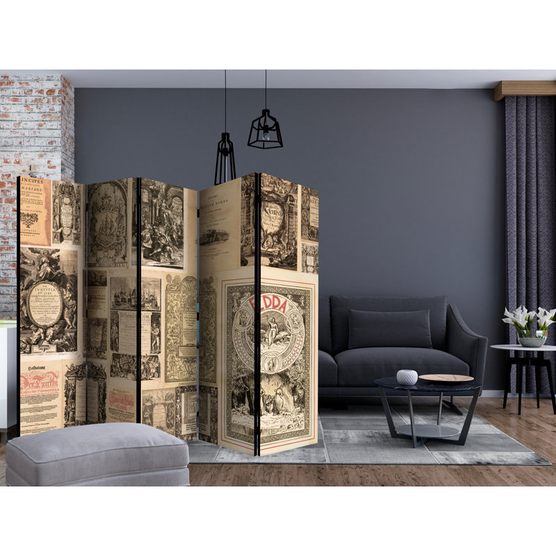 Habeeba 225cm W x 172cm H 5 - Panel Solid Wood Folding Room Divider
