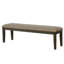 Banc transitionnel à structure espresso avec siège rembourré, dossier et garniture cloutée en tissu gris chaud