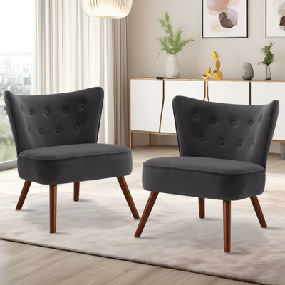 72 cm Wide Velvet Wingback Accent Chair with Button-Tufted Back
