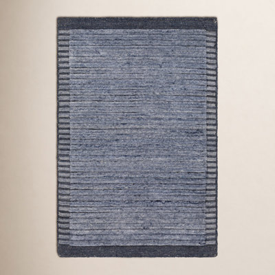 Felipa Hand-Knotted Blue Striped Rug