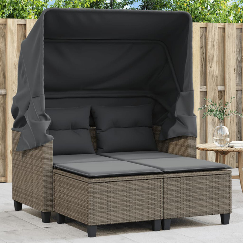 48.4'' Wide Rectangle Patio Sofa with Cushions, Dark Grey/Grey