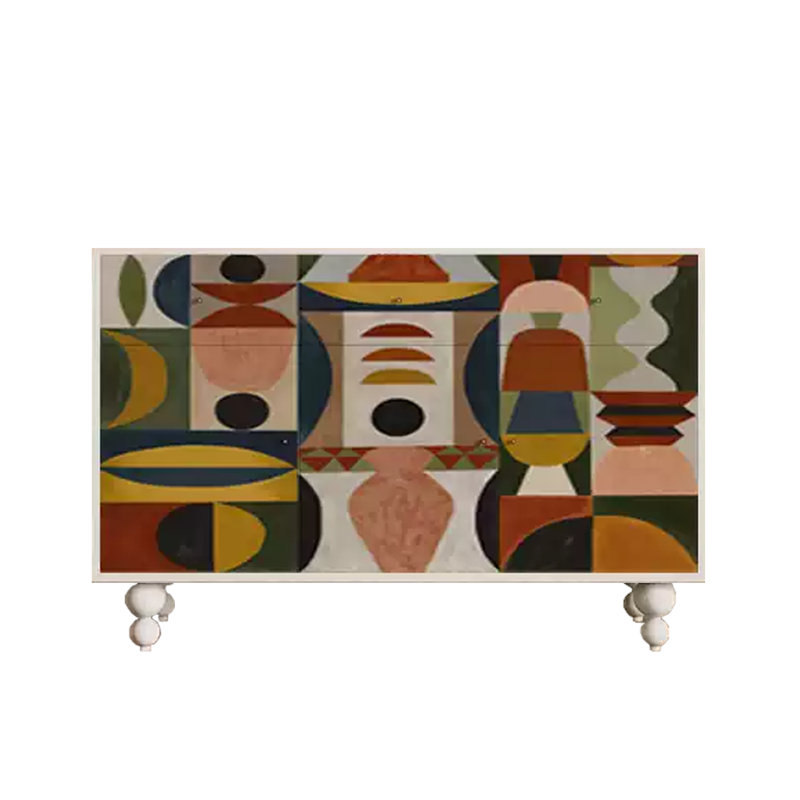 Armoire moderne pour vestibule et buffet, Blanc / multicolore