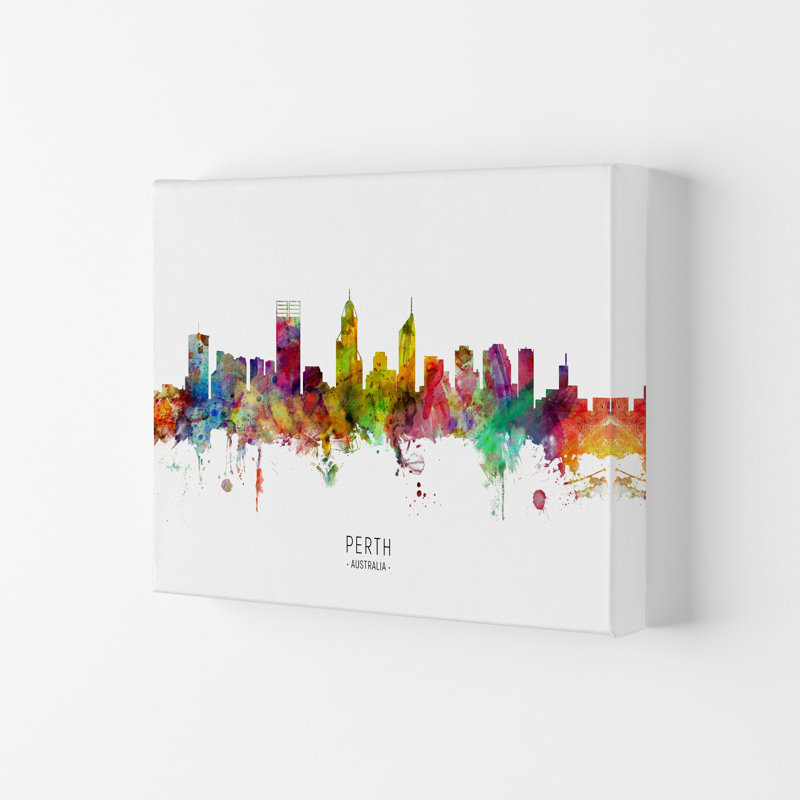 Perth Australia Skyline by Michael Tompsett - Print, 59.4cm H x 84cm W x 4cm D, Wrapped Canvas