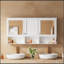 Armoire à pharmacie de 55 pouces avec tablettes ouvertes, rangement mural avec portes et miroir, tablette réglable, armoire de rangement pour salle de bain au-dessus de la toilette
