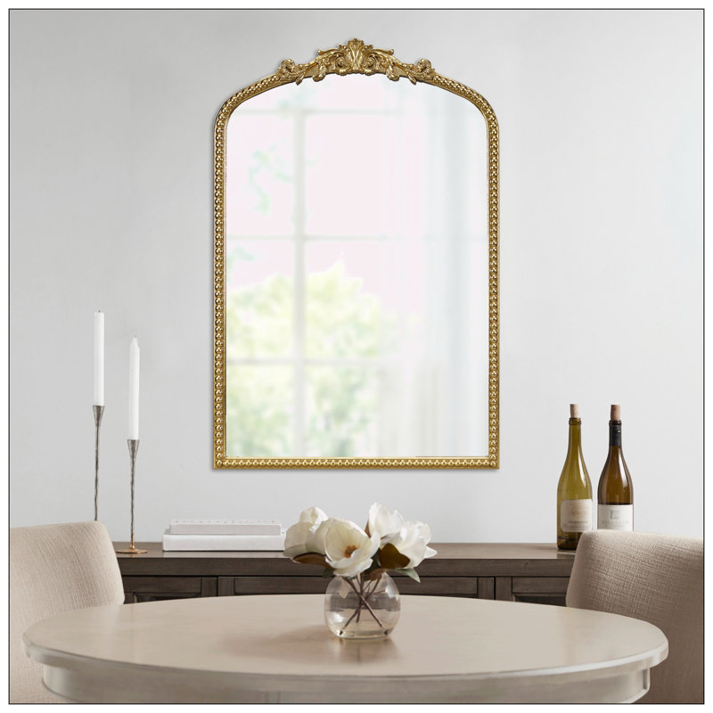 Miroir mural perlé avec cadre en métal
