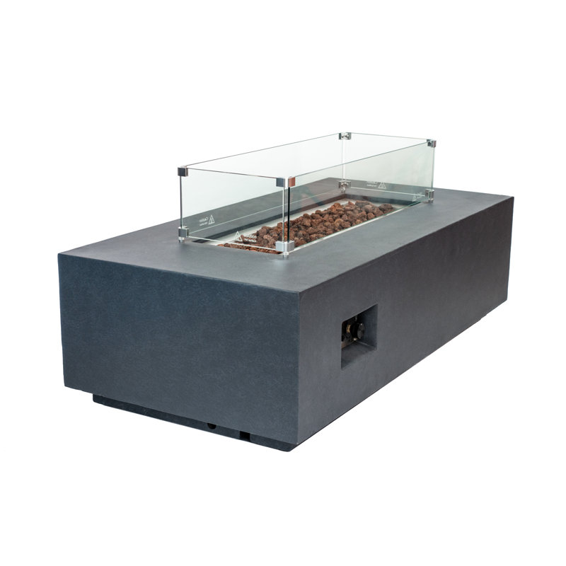 Chelsea 16" H x 55" W Outdoor Gas Fire Pit Table Includes Windscreen, Burner Lid, and Cover, Natural Gas