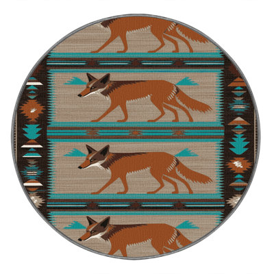 Washable Coyote Southwestern Area Rug