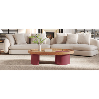 Table basse ovale en bois avec rangement 45,3 po