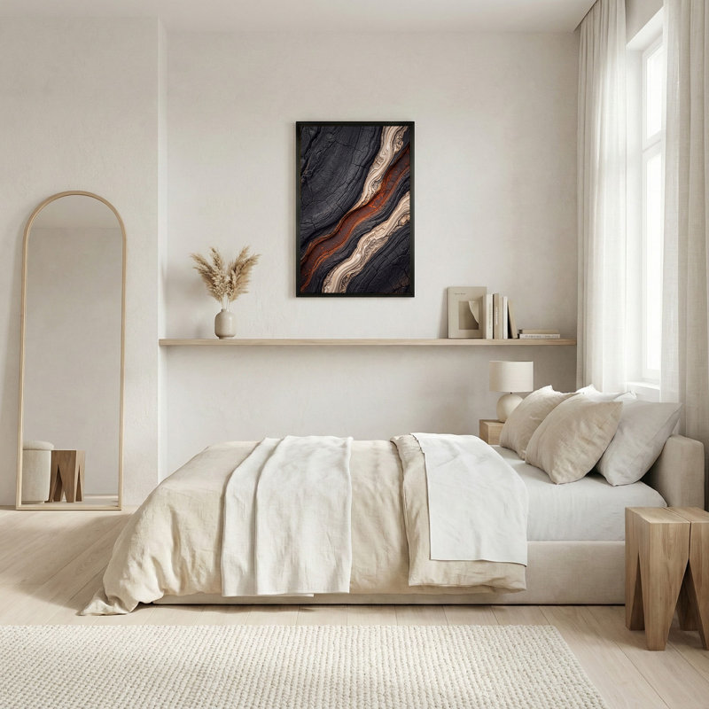 Art texturé sur toile texturé noir et rouille, H 24 po x l 16 po