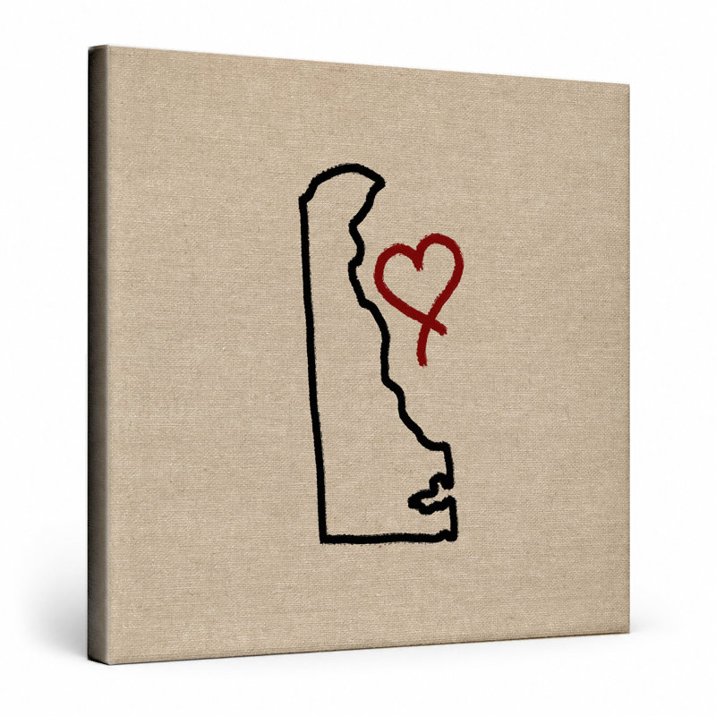 «Love Delaware», art mural carré sur toile, 32" W x 32" H