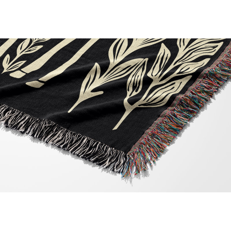 Jeté en mélange de coton Josu Giraffe, L 60 po x l 50 po, Noir / blanc cassé