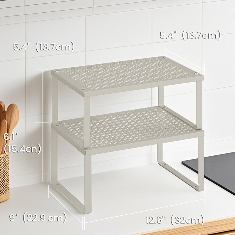 Stackable Cabinet Organizer Shelf, Oatmeal Beige
