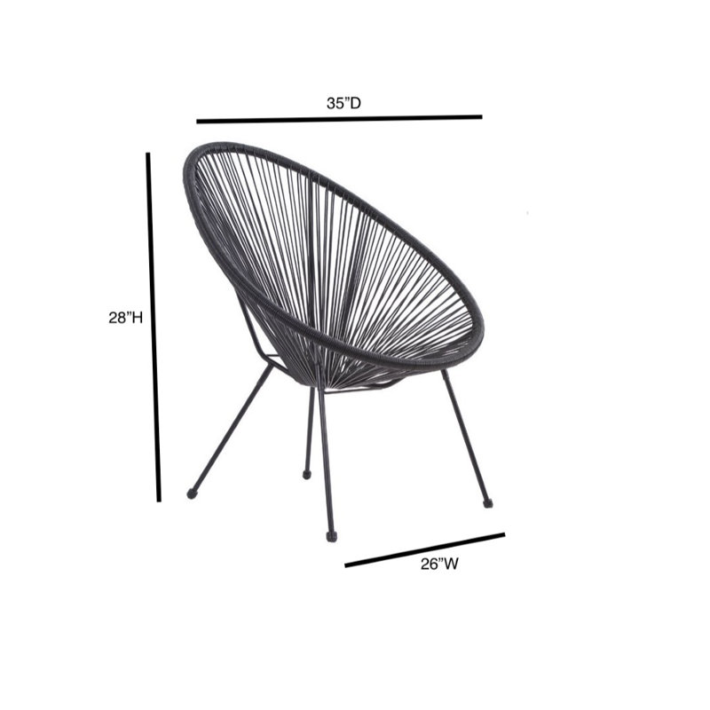 Chaise de patio Sawin Papasan, Noir, noir, noir, noir