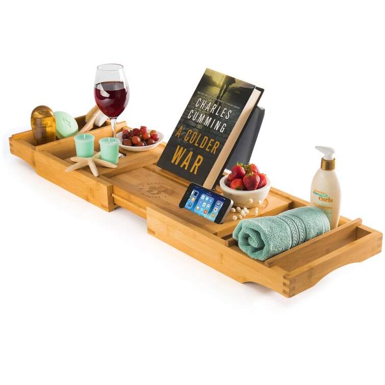 Bathtub Caddy Tray Table with Adjustable Height, Freestanding Bath Caddy  Tray with Reading Rack, Tablet Holder, Cellphone Tray and Wine Glass  Holder