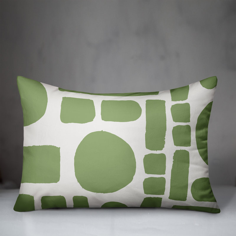  Coussin intérieur / extérieur géométrique, White/Green