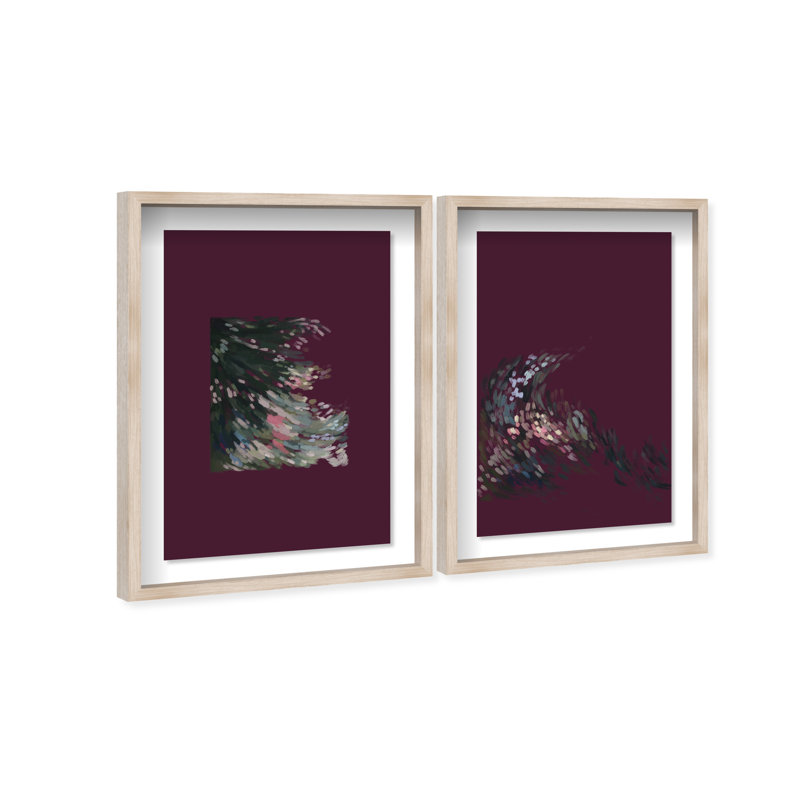 Delicate Spring Set Shadowbox Abstract Print by Oliver Gal, Black Frame, 10 x 15, 21"H x 31"W, Natural Oak Shadowbox