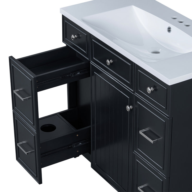 Meuble-lavabo de 36 po avec armoire noire (lavabo non inclus)