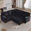 Canapé en L avec canapé-lit, canapé-lit avec siège de rangement, canapé-lit modulaire à 5 places avec USB, canapé-lit modulaire pour salon, appartement, gris anthracite