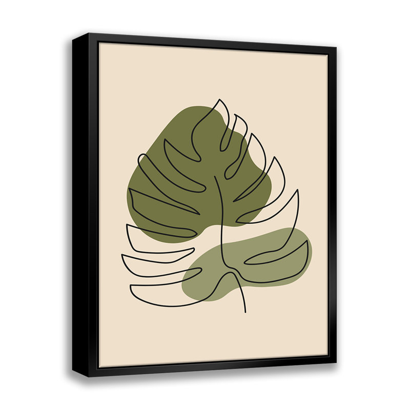 «Abstract One Line Leaf I», reproduction encadrée sur toile, L 22 po x H 28 po