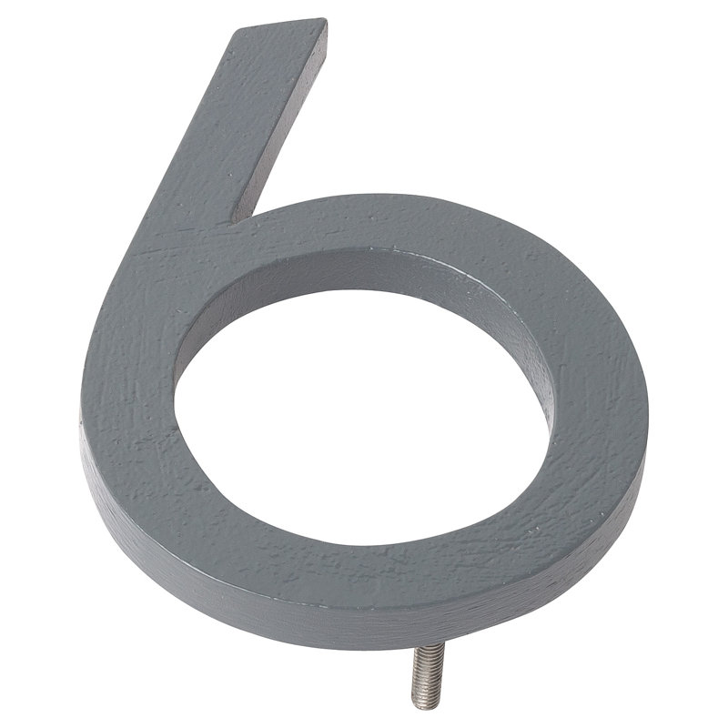 24 in. Flat Floating Mount House Number, 6, Gray