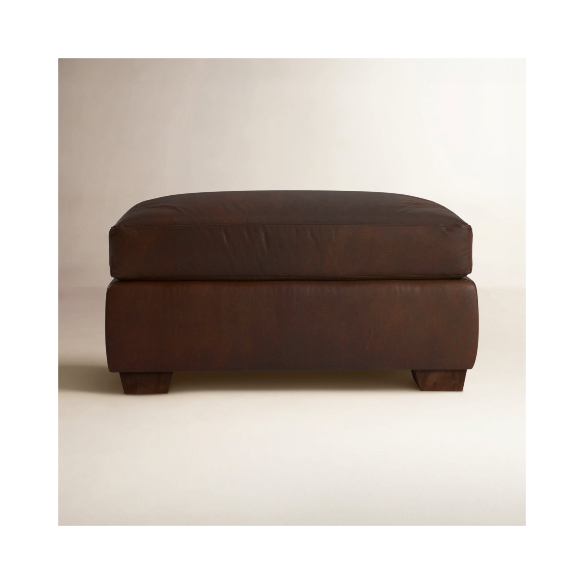 Porter Genuine Leather Ottoman, Rustic Genuine Leather