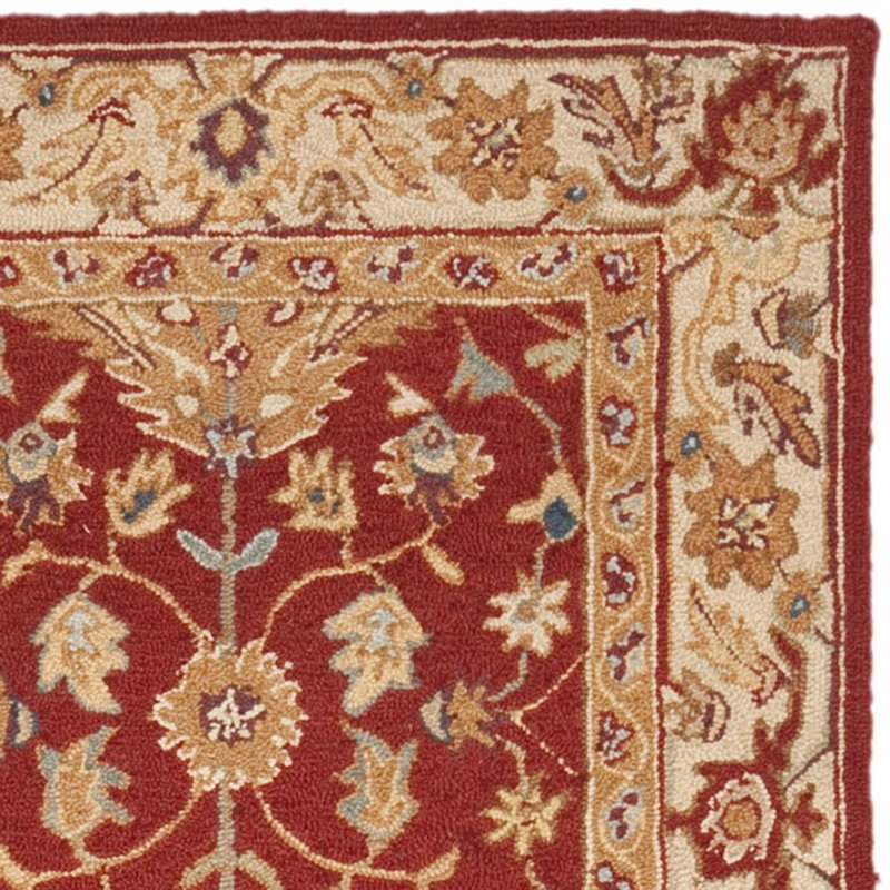 Tapis rouge en laine crocheté à la main Hollander, Tapis de couloir beige