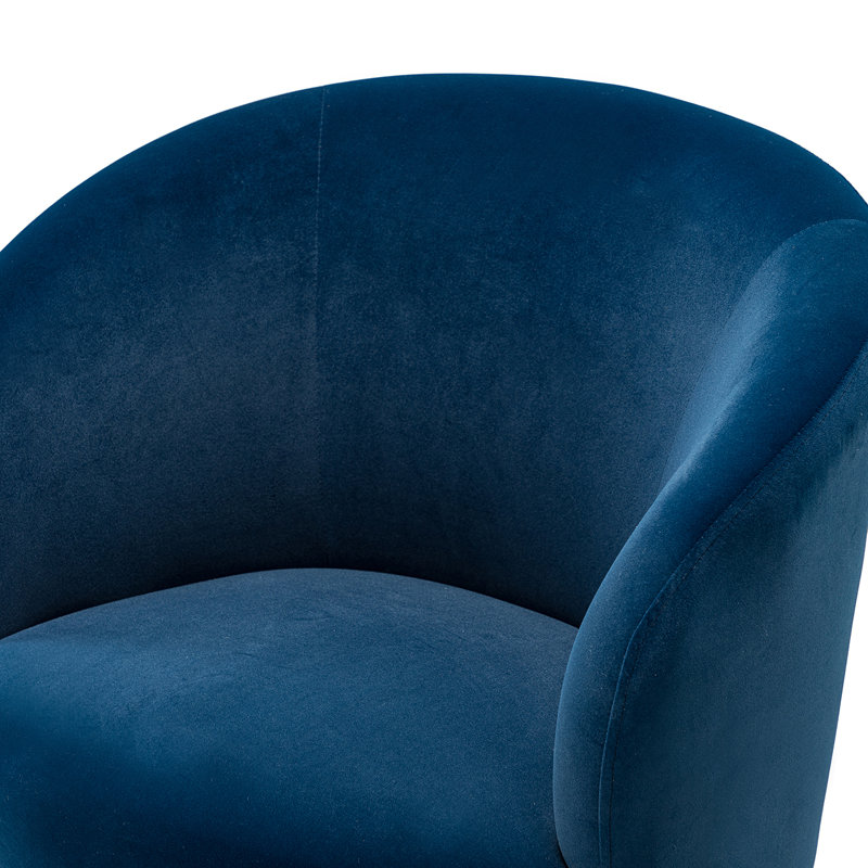 Fauteuil demi-tonneau Dian, Velours bleu marine