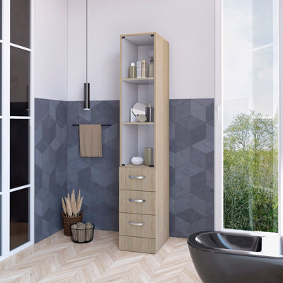 Armoire à linge, trois tablettes, quatre tiroirs