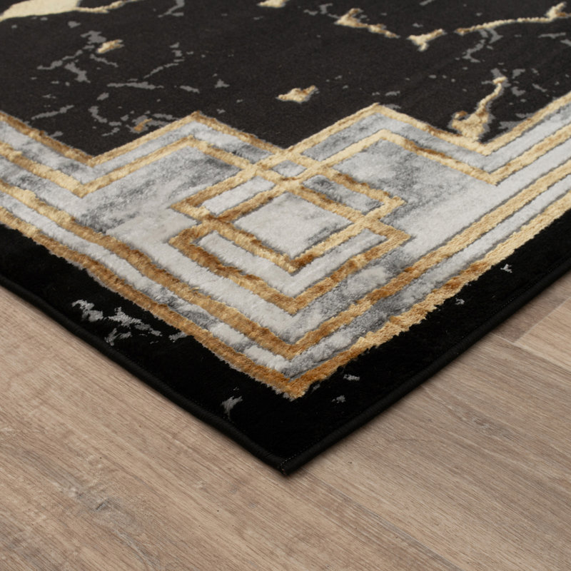 Monaco Series Abrstract Black/Gray/Ivory/Beige Area Rug, Rectangle 7'9" x 10'2"