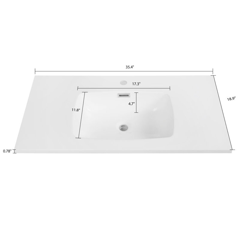 Plateau de meuble-lavabo 35,4 po