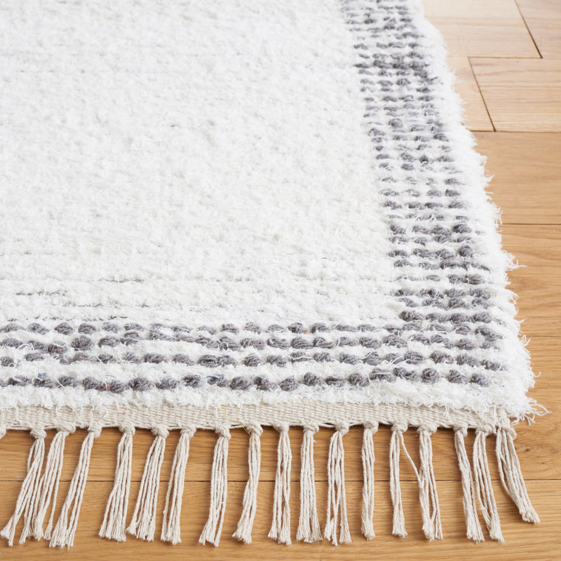 Anahli Hand Woven Cotton Geometric Rug, Rectangle 3' x 5'