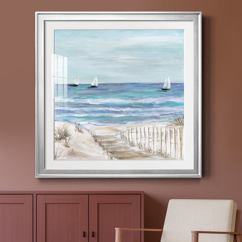 Gulf Shores III - peinture encadrée, Encadrement argenté, H 30,5 po x l 30,5 po x P 1,5 po