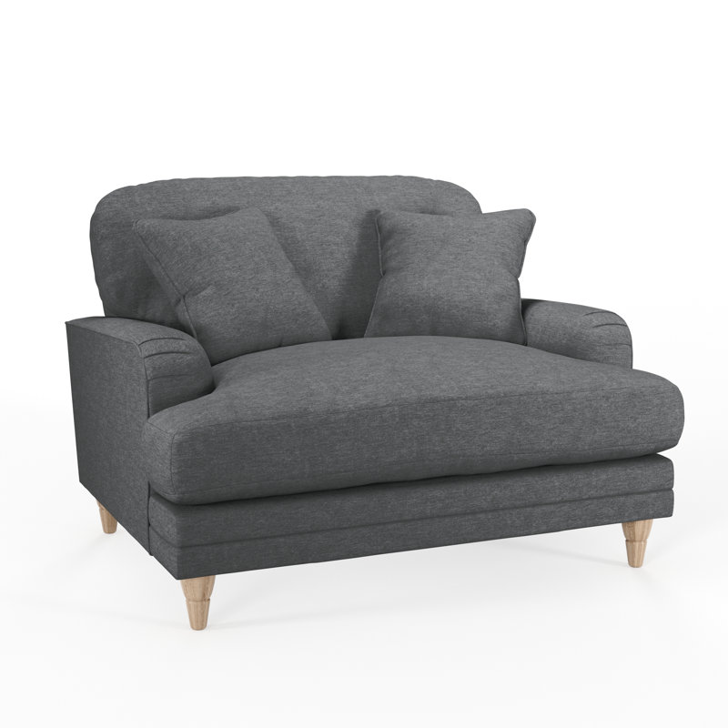 Elfur Upholstered Chair and a Half, Charcoal, Country Oak