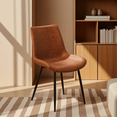 Ensemble de 4 chaises de salle à manger modernes, siège rembourré en similicuir et pieds robustes en métal